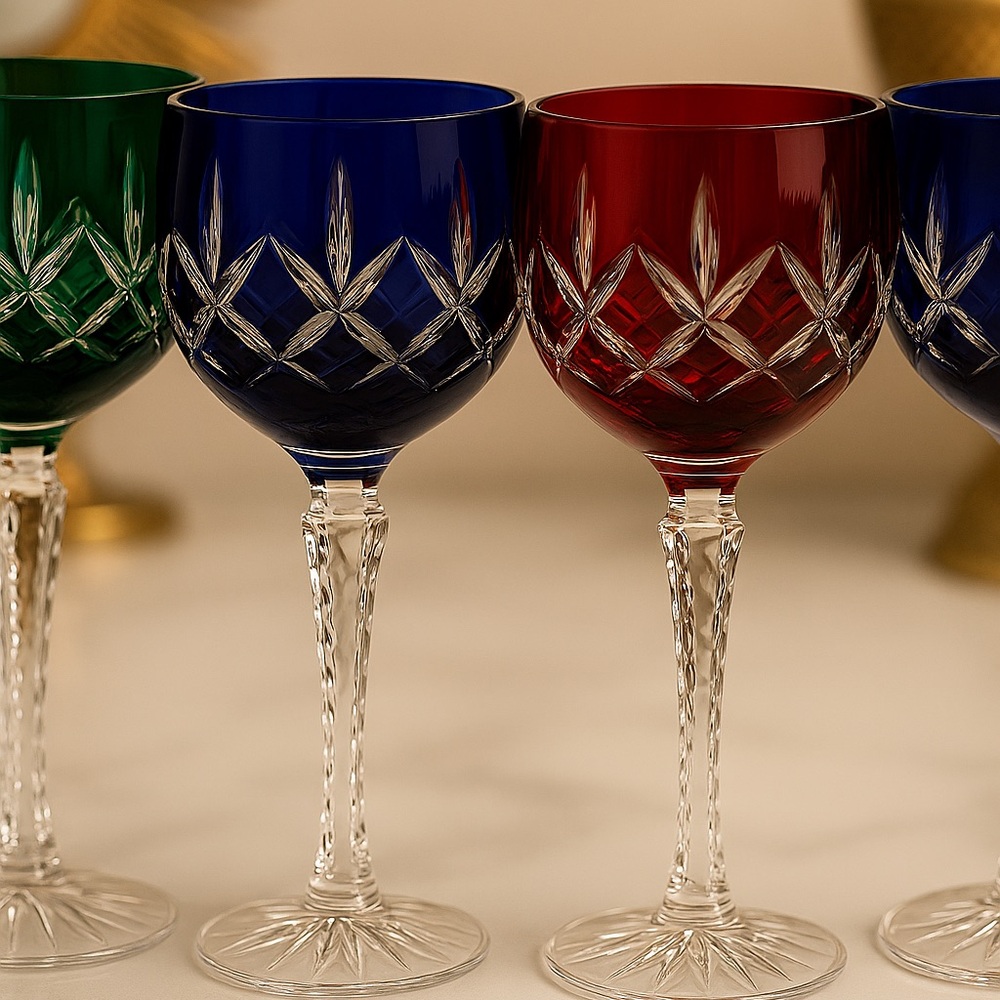 🆕 Ajka Arabella Hand-Cut Hock Crystal Wine Glasses – Set of 4 (Hungary) - Picture 10 of 10